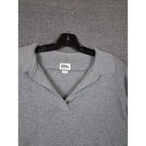 Eddie Bauer Womens Shirt XL Gray Collared Knit Sweater Cotton Outdoor Casual